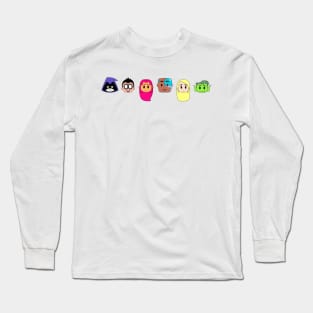 Chibi Teen Titan Heads Long Sleeve T-Shirt